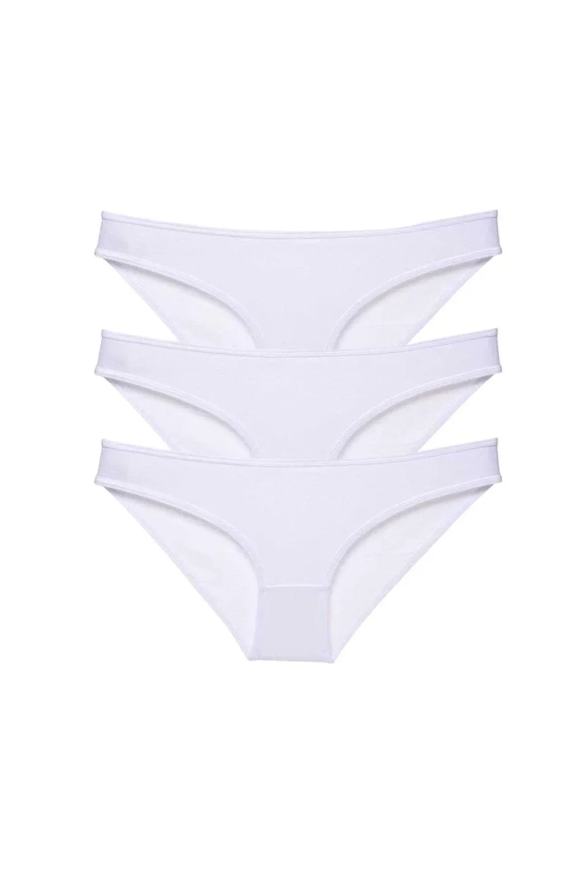 3 adet Süper Eko Set Likralı Kadın Slip Külot Beyaz