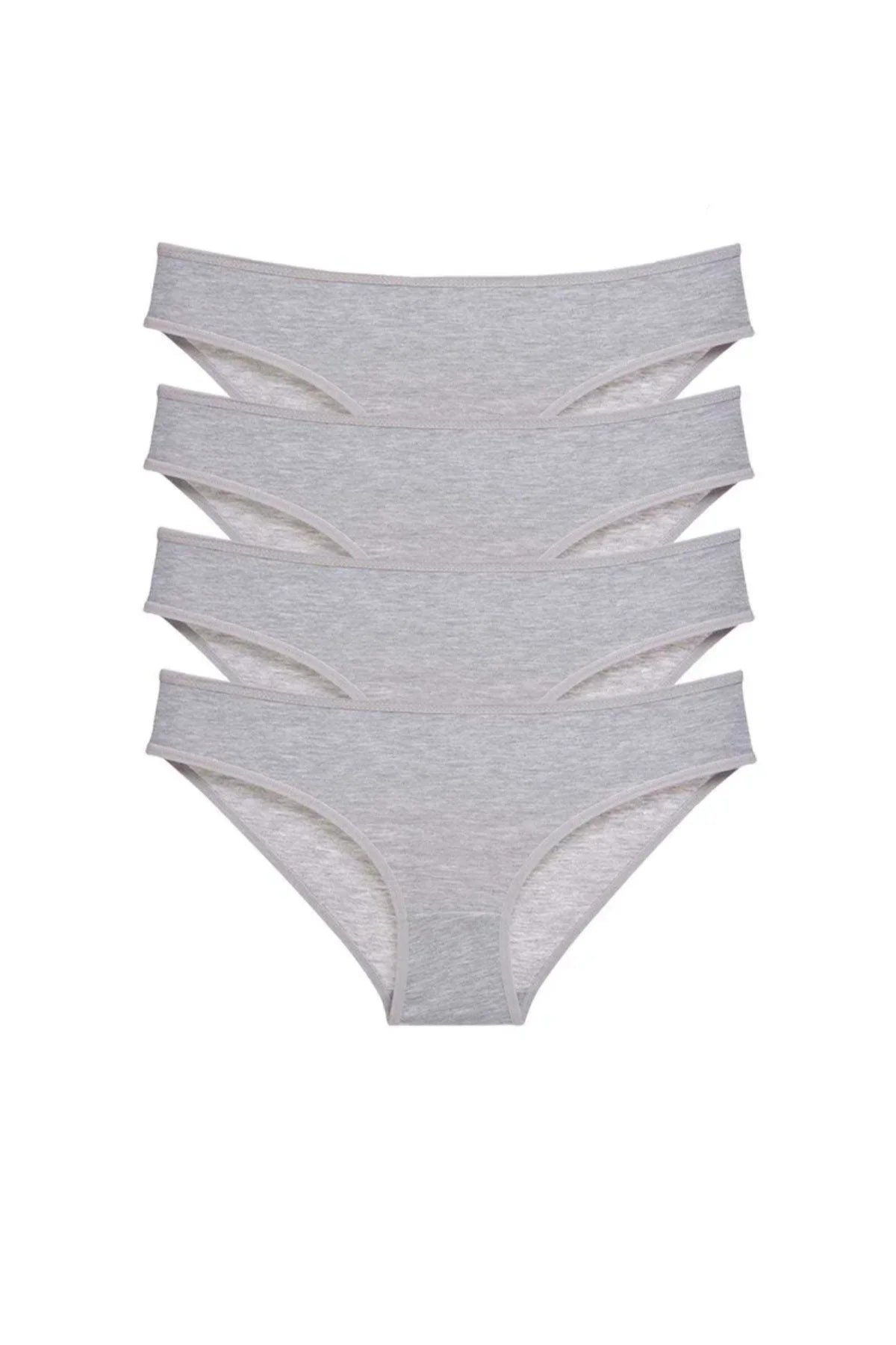 4 adet Süper Eko Set Likralı Kadın Slip Külot Gri