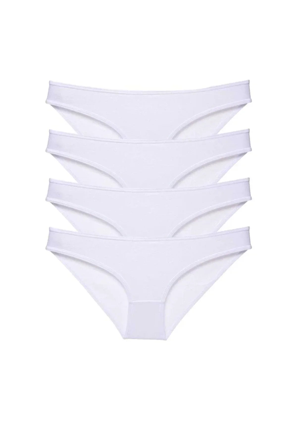 4 adet Süper Eko Set Likralı Kadın Slip Külot Beyaz