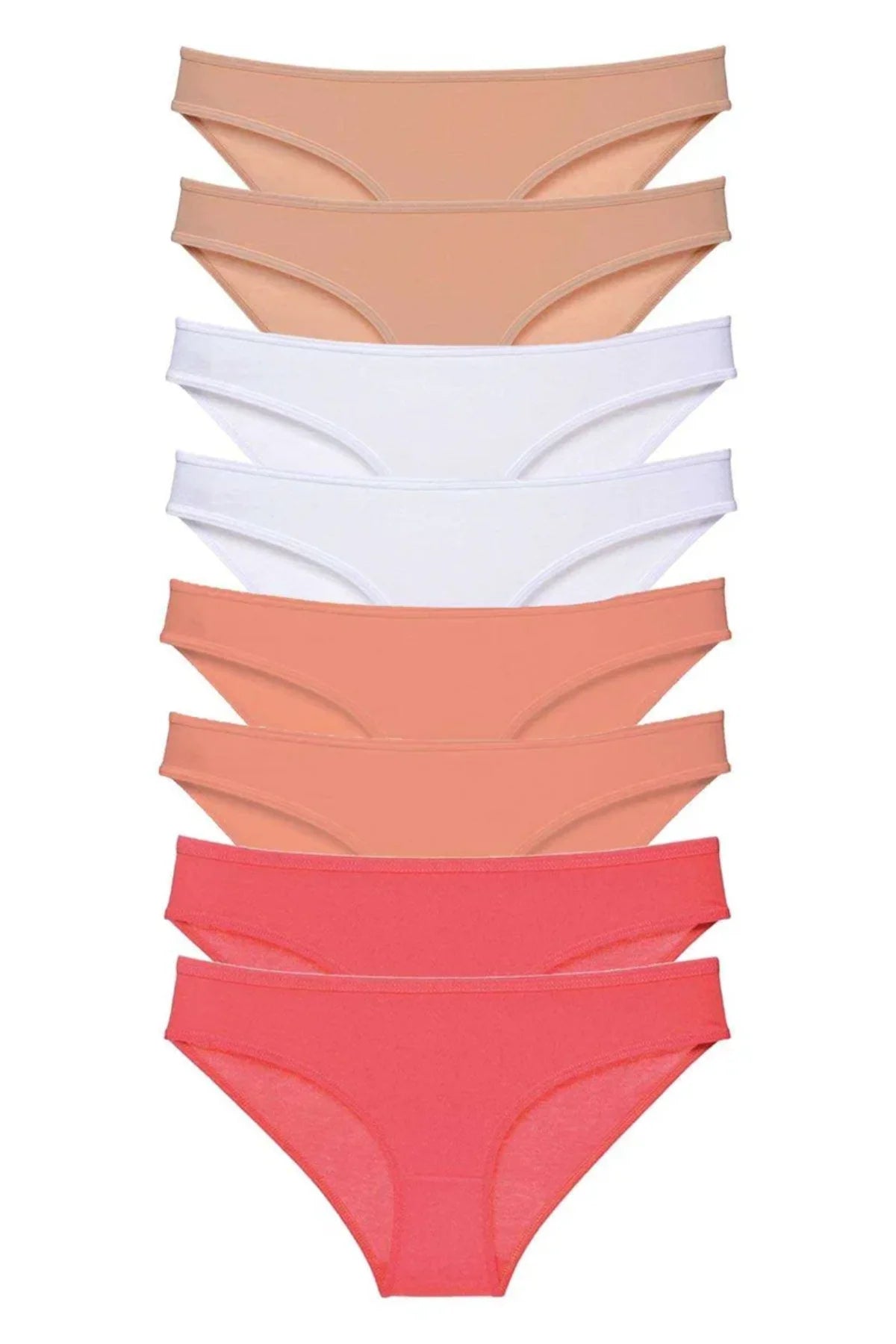 8 adet Süper Eko Set Likralı Kadın Slip Külot Ten Beyaz Pudra Fuşya