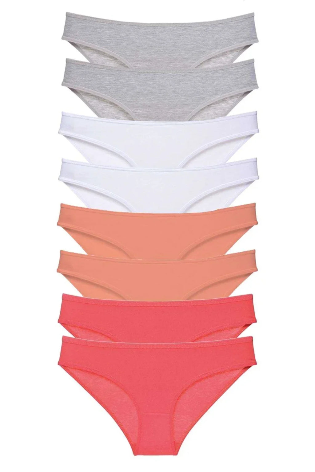8 adet Süper Eko Set Likralı Kadın Slip Külot Gri Beyaz Pudra Fuşya