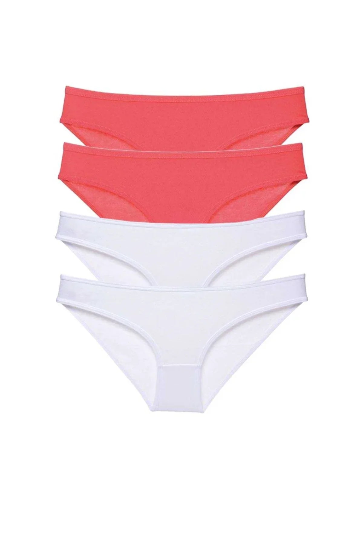 4 adet Eko Set Likralı Kadın Slip Külot Fuşya Beyaz