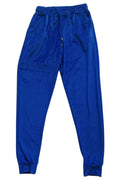 Parlak Kadife Cepli Pantolon Eşofman Pijama Altı Unisex Lastikli Paça Mavi
