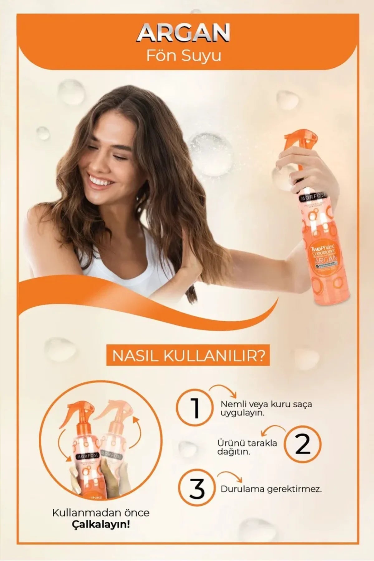 Argan Çift Fazlı Kondisyoner Fön Suyu 400 ML  - mrfs