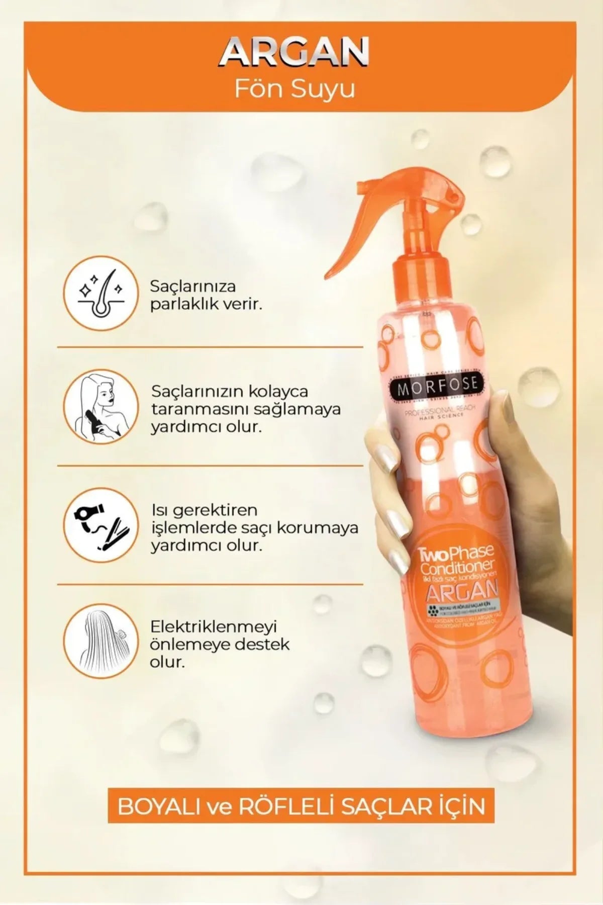 Argan Çift Fazlı Kondisyoner Fön Suyu 400 ML  - mrfs