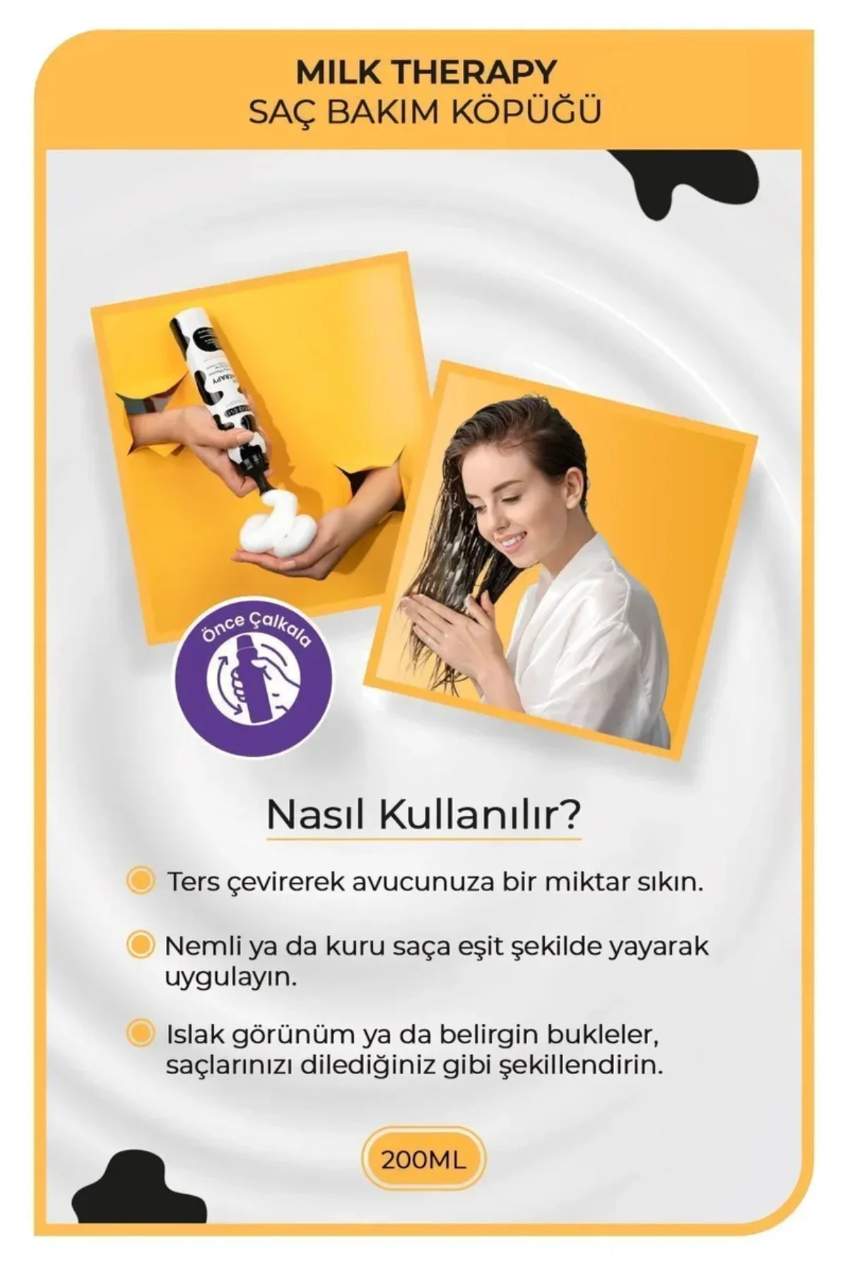 Milk Therapy Kremsi Saç Bakım Köpük 200 ML - Besleyici Koruyucu - mrfs