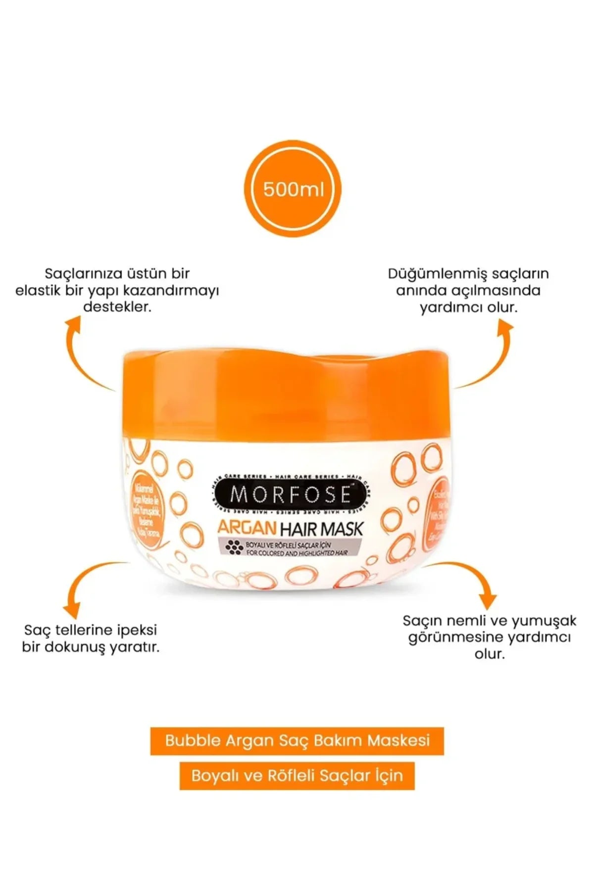 Argan Saç Maskesi 500 ML - Boyalı ve Röfleli Saçlar - mrfs