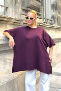 Mürdüm Oversize Triko Bluz