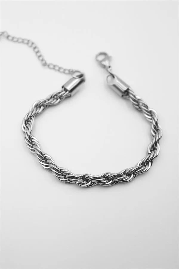 Burgu Çelik Bileklik 4mm - Gümüş